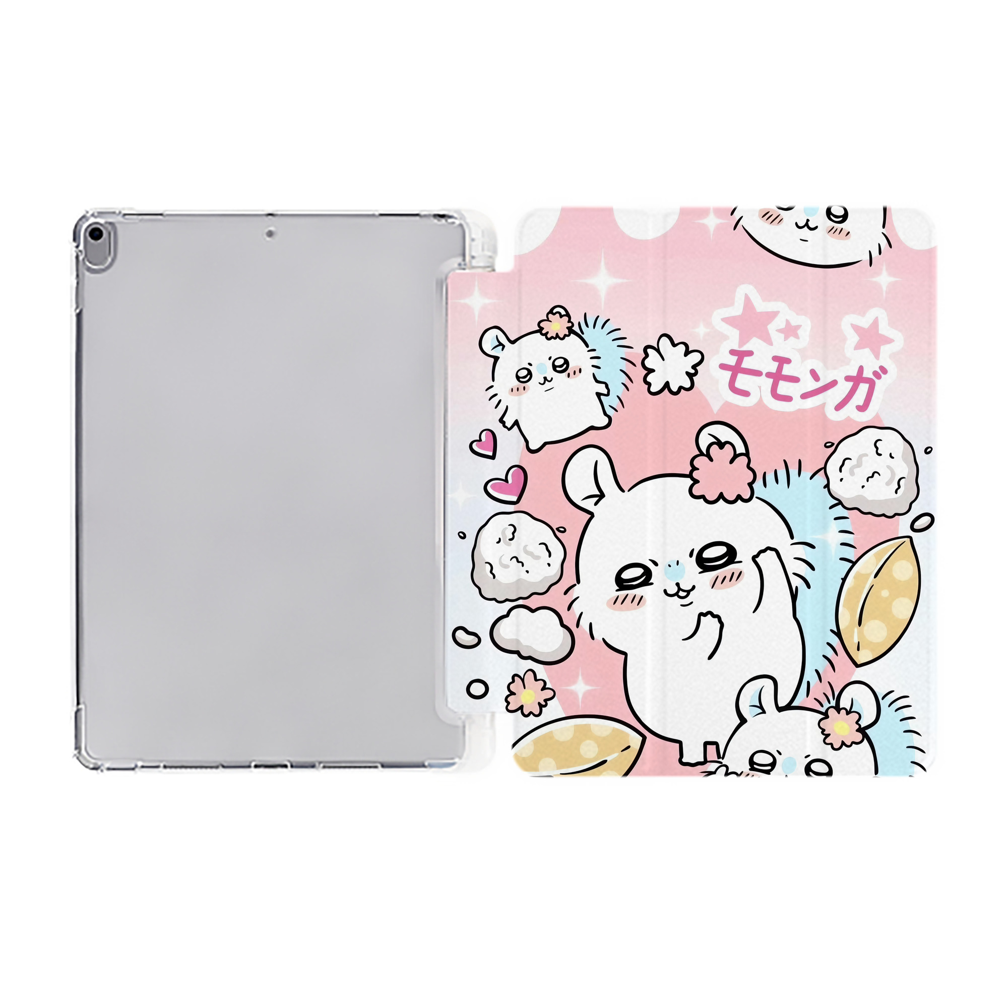 （画像用） ちいかわ Chii-kawa IPad ケース ペン収納付き 三つ折りスタンド PUレザー×シリコン 対応機種9.5/10.5/10.9インチ